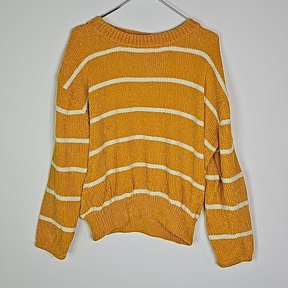 Luv Lane small yellow and white striped long sleeve sweater